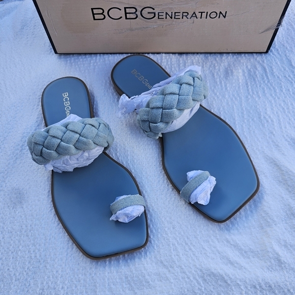 BCBGeneration Letti Sandal Denim /light blue size 6 braided sandals - Picture 1 of 15